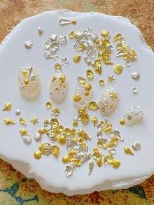 迷你海洋系列金屬美甲裝飾，鉚釘貝殼海星復古金屬配件，迷你家居裝飾美甲飾品 - 彩色 - 查看 6