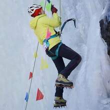 Crampones Antideslizantes de 14 Dientes en Forma de Colmillo, Material de Acero al Manganeso con Hebillas de Acero Inoxidable, Fundas Antideslizantes para Zapatos y Botas, Ideales para Senderismo, Montañismo, Escalada en Hielo y Roca, Pesca en Hielo y Actividades al Aire Libre - Naranja - Ver 7