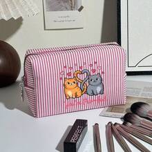 Túi đựng mỹ phẩm bằng vải canvas hình mèo cam và mèo xám, túi trang điểm cực kỳ hấp dẫn dành cho học sinh và du lịch. - Nhiều màu - Xem 4