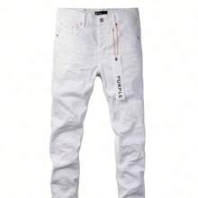 Designer Men Jeans American Streetwear Distressed Slim Fit Stretch Tapered Skinny High Fashion Stretchable Trousers  Ripped Denim Pants For Men - 白色(K29 型號) - 查看 8