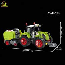 HUIQIBAO-camión de granjero, modelo de bloques de construcción, Tractor, cultivador, cosechadora, vehículo MOC, coche, ciudad de ladrillo, juguete de construcción para niños - NO.06 Sin caja - Ver 7