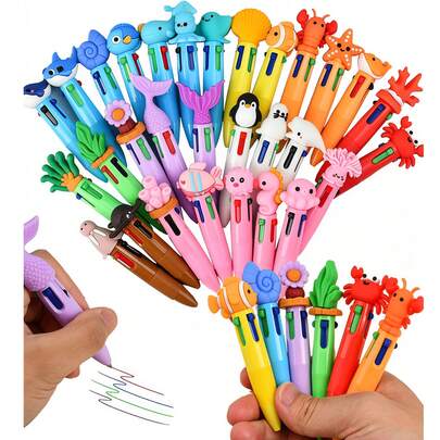 Bộ 12 bút bi rút 4 màu chủ đề đại dương, bút bi nhiều màu sắc chủ đề dưới nước, bút bi 4 trong 1, bút văn phòng phẩm nhiều màu, văn phòng phẩm chủ đề đại dương, bút đánh dấu nhật ký di động, thiết kế hoạt hình dễ thương, thích hợp cho học sinh viết, đồ dùng học tập và quà tặng (Nhiều kiểu dáng và màu sắc)