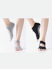 1/2 đôi tất yoga nữ, tất năm ngón có đế silicon chống trượt, tất tập Pilates chống trơn trượt, tất cổ chân tập thể dục tách ngón chân. - Nhiều màu - Xem 13