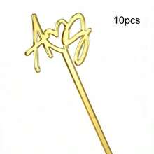 10/30/50/100pcs Customized Name Stir Sticks, Personalized Acrylic Cocktail Stirrers, Single Initial Drink Stirrers For Wedding Party - Multicolor - View 10