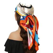 1pcs Women's Bohemian Style Colorful Floral Print Square Scarf - Breathable |   And Decorative Polyester Headscarf Suitable For Beach Casual, Daily Outings, Festive Fashion Accessories All Seasons - 彩色花朵 - 查看 2