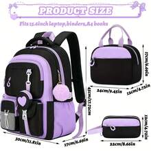 3pcs Fashion Backpack Handbag Portable Small Bag Set, With Pom Pom Pendant, 15.6 Inch Laptop Backpack, Large Capacity Multi-Compartment Casual Backpack, Outdoor Beach Camping Travel Bag With Trolley Sleeve - Sets - View 3