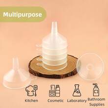 10 piezas de embudos transparentes de 5,5 cm de diámetro, portátiles, claros, para botellas de laboratorio, perfumes, líquidos, especias - Ver 6
