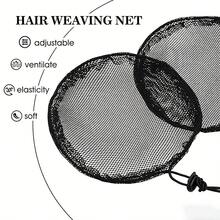Black Weaving Net Cap Elastic Drawstring Ponytail Hair Net For Making Afro Puff Hair Bun Wig Making Tools ( Round, Square) - View 3