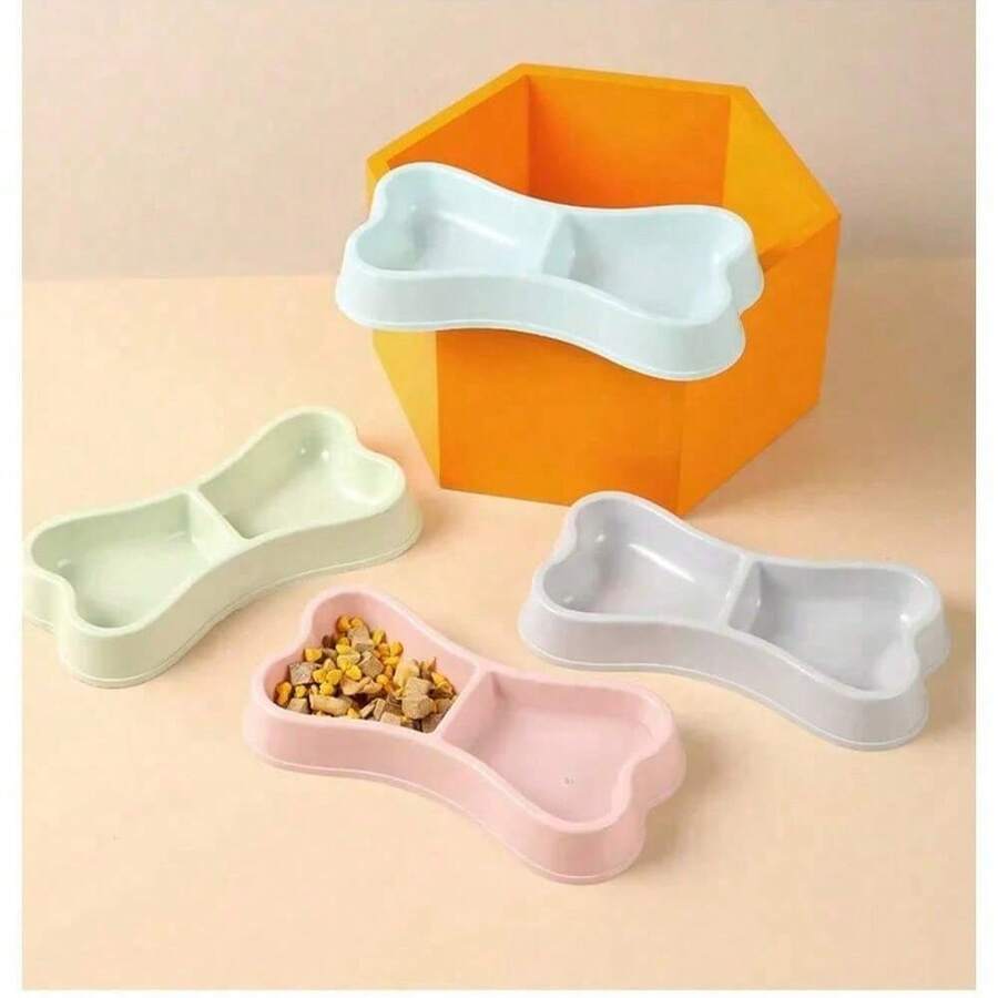 Bát ăn cho thú cưng bằng thép không gỉ hình xương - Đế chống trượt, thiết kế xếp chồng được. - 100ml - Xem 1