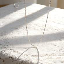 1pc S925 Sterling Silver Low-Allergy Fine Chain Necklace - Anti-Oxidation Minimalist Chain, Suitable For Sensitive Skin, Perfect For Daily Wear And Layering On Special Occasions - White - View 13