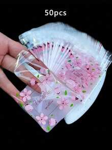 50/100pcs Floral Leaf Self-Sealing Gift Bags, Exquisite Plant Print Transparent Plastic Bags, Easy To Seal And Store, Suitable For Candy, Cookies And Snack Packaging, Perfect For Wedding, Birthday, Graduation And Various Holiday Gift Packaging, Essential Bags For Holiday Cookies And Candy - Multiple Styles - View 13
