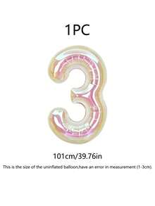 1个40英寸彩色透明数字气球（0-9），氦气充气，透明蝴蝶结铝箔气球，适用于生日派对、婚礼装饰、周年纪念用品 - 水晶色 - 查看 11