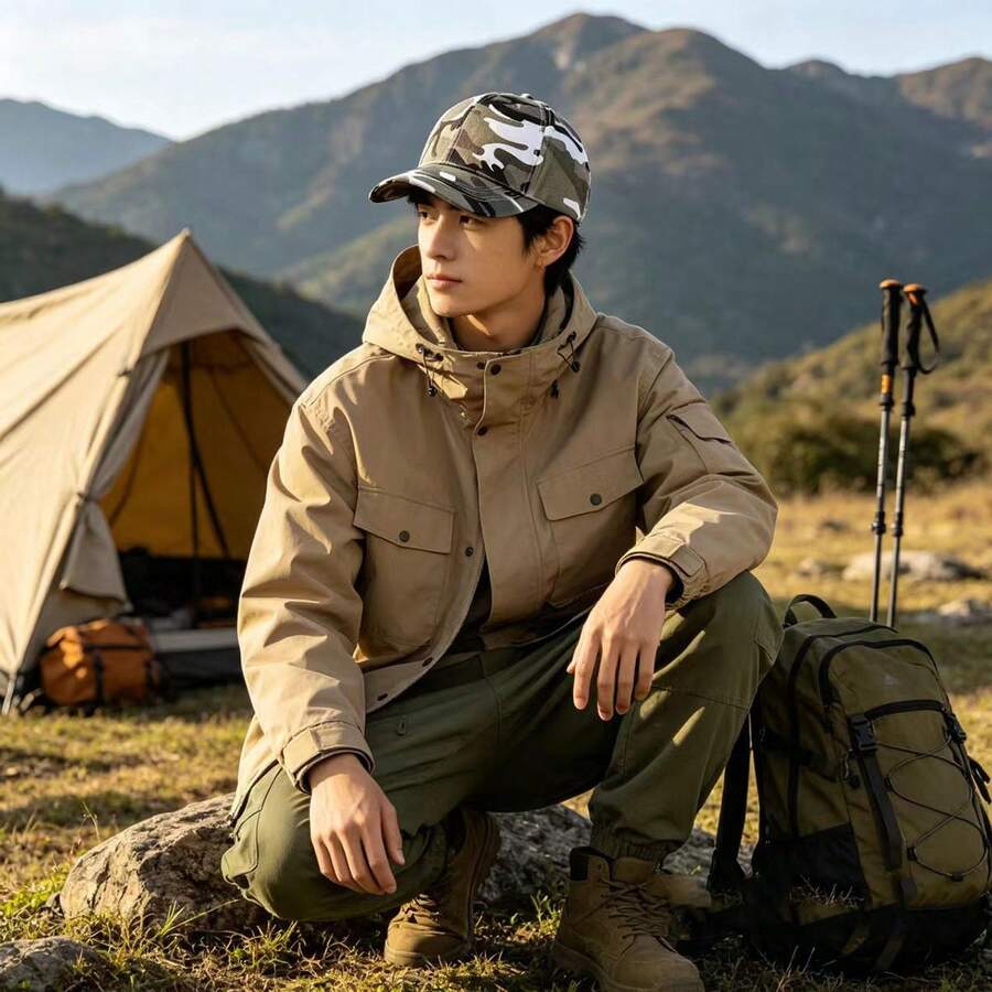 1pc Summer Camouflage Baseball Cap, Men Outdoor Casual Sun-Shading Snapback Hat, Korean Style Versatile Sports Cap - Multicolor - View 1