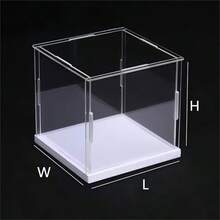 Removable Transparent Display Box, Display Cabinet, Display Case, Storage Box With Blue/Yellow/White Base, High Transparency, Suitable For Living Room, Study, Bedroom, Displaying Collections, Model Cars, Collectibles, Decorations, Crafts, Available In Different Sizes - White Base - View 3