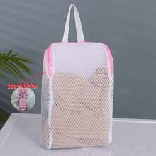 1 pieza/2Pcs Bolsa de lavandería rectangular duradera, hecha de material de malla de panal de poliéster, equipada con cremallera y asa, perfecta para guardar calcetines, ropa interior y ropa de viaje, ideal para la temporada de graduación, la temporada de regreso a la escuela y el verano - Multicolor - Ver 12
