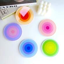 1/5Pcs, Rainbow Gradient Acrylic Coasters, Thickened, Heat-Resistant, Non-Slip, Translucent, Easy Clean, Reusable, For Drinks, Pastel Aesthetic, Perfect Gift, For Dining Table, Kitchen, Housewarming, Birthday, Mother's Day, Graduation, Home Decor - Rainbow Coasters - View 9
