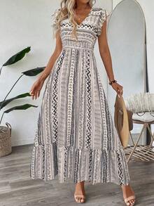Vestido largo casual y retro para vacaciones, con cintura ceñida, para atuendo diario de primavera/verano, vestidos camiseros para mujer, casual - Multicolor 3 - Ver 6