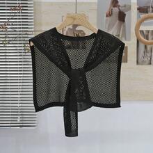 Knitted Shawl Scarf For Women, Crochet Casual Poncho Scarf With Detachable Tie Collar Decor, Accessory For Party Dress - Multicolor - View 14