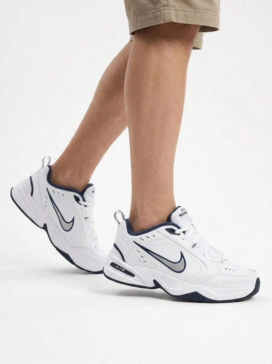 Air Monarch IV Men's Workout Shoes White/Metallic Silver 415445 - White/Metallic Silver - View 1
