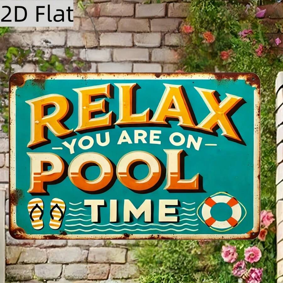 2D Sign: You Have Entered Pool Area - 8x5 Inch Heavy Duty Pool Warning Wooden Sign, Ink Printed Wall Decor, Suitable For Bar And Office Pool Table Decoration - Multicolor - View 1