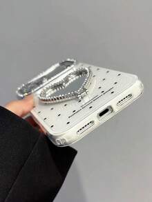 1件韓式波點愛心形防震保護手機殼，附化妝鏡支架，適用於 17Pro Max、17Pro、17、16Pro Max、16Pro、16、15、14、13、12 Pro Max、11及其他智慧型手機，適合女性與女孩，生日、母親節等節日的理想禮物，相容 18Pro Max、18Pro、18智慧型手機保護殼 - 白色 - 查看 8