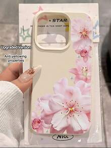 1pc Pink Lily Flower Pattern Full Coverage TPU Shockproof Phone Case Compatible With Apple 17, 16, 15, 14, 13, 12, 11 Pro Max And Series - Multicolor - View 4