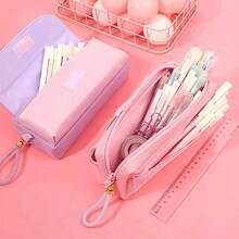 Bộ 1 hộp bút hình tai mèo lấp lấp lánh + bút bi hoạt hình có thể thu gọn, bộ văn phòng phẩm dung tích lớn dành cho học sinh, phù hợp cho học sinh. - Hộp bút hình tai mèo cát lún - Xem 2