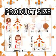 25 piezas/28 piezas/40 piezas Cuentas de silicona con forma de cruz de Jesús, blanco, marrón, rojo, negro, elementos de cruz, adecuados para pendientes, collares, bolsos, bolígrafos, cadenas de teléfono, brochas de maquillaje y otras manualidades de joyería, excelente para regalos de fiestas y cumpleaños - Elemento cruzado - Ver 5