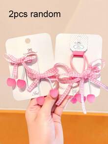 Set de 4/2 piezas de scrunchies a cuadros con cerezas, lazos de cinta para el cabello/pinzas estilo niña, accesorios para el cabello para estudiantes - Adecuado para mujeres y niñas, para uso diario, citas, escuela, fiestas, vacaciones, regalo del Día de la Madre, viajes, cumpleaños - Rosa - Ver 9