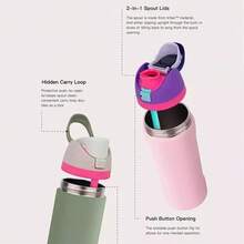 Insulated Stainless Steel Water Bottle With Straw For Sports And Travel,24oz, Foggy  (Black) - 黑色 - 查看 3