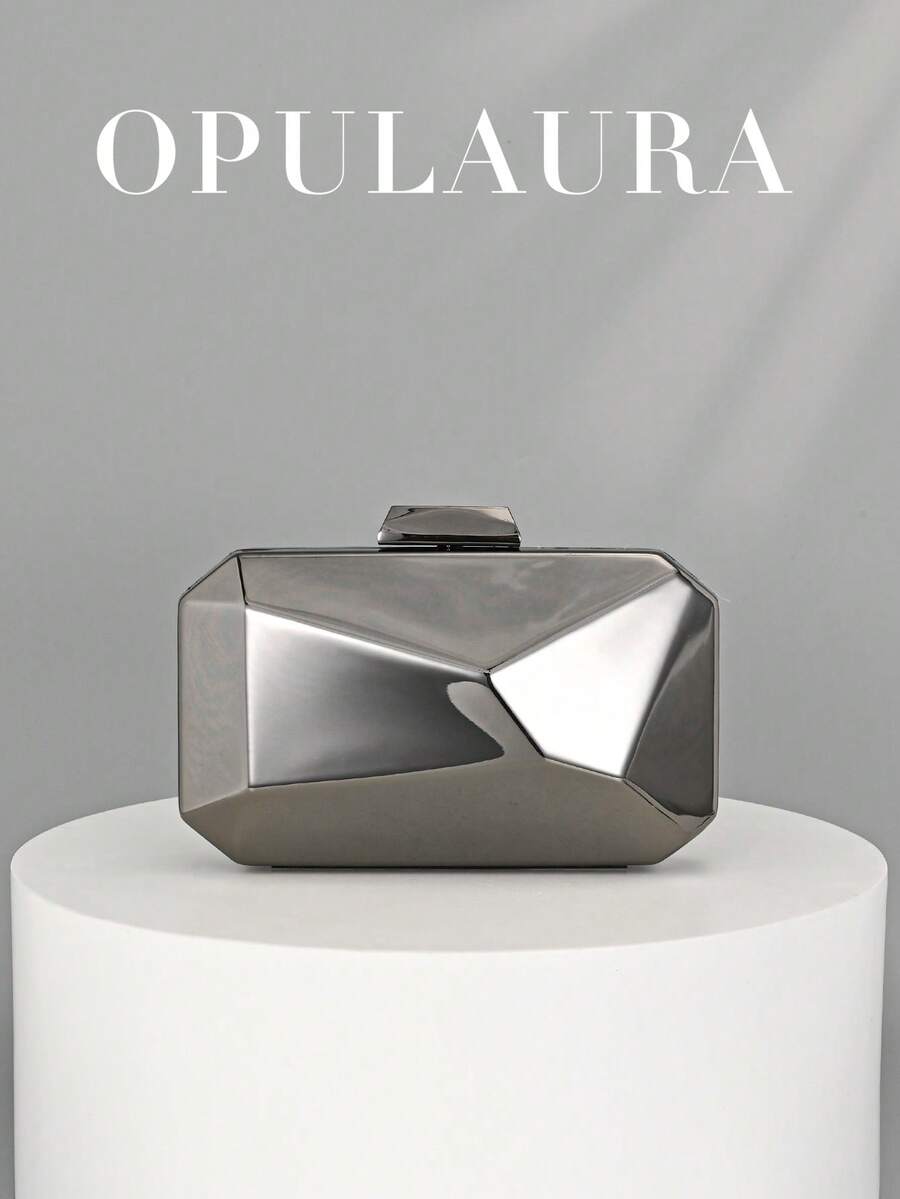 OpulAura 闪亮金属迷你盒形手拿包,魅力十足,优雅奢华,是晚礼服的理想配饰。这款几何盒形正式手拿包适合女士出席正式派对、盛会、时尚活动、婚礼、约会等场合。配有可拆卸链条肩带,可斜挎或单肩背。 - 黑色 - 查看 1
