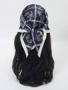 1pc Women's Geometric Pattern Bandana Scarf, Versatile Daily Wear - Multicolor - View 1