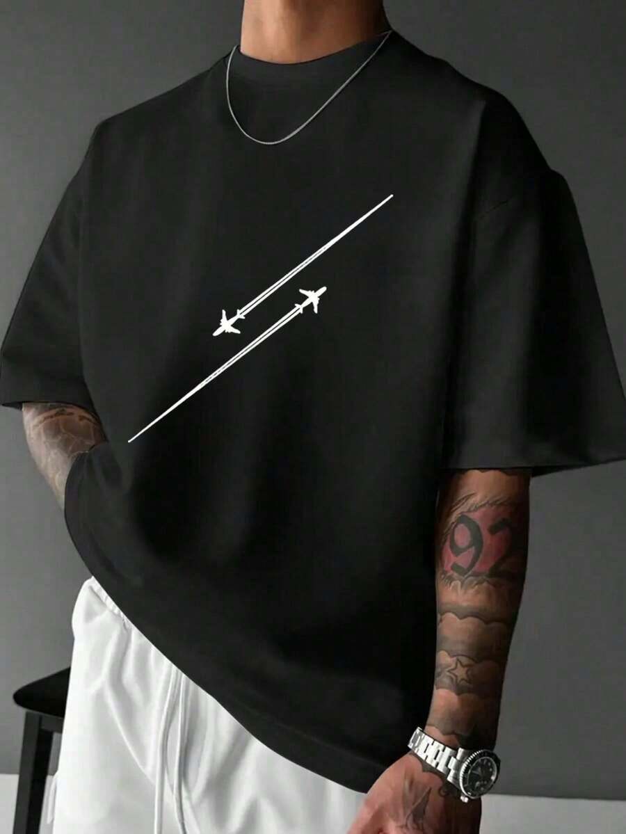 Simple Studio | Minimalist Printed Short Sleeve T-Shirt For Men | Suitable For Summer Wear | Comfortable And Breathable | Style - Black - View 1