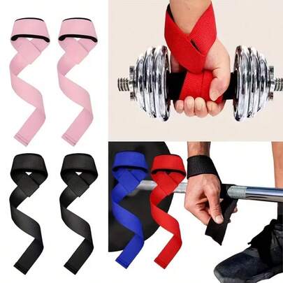 Dây đai nâng tạ bằng polyester, băng quấn tập thể dục hỗ trợ hít xà và nâng tạ, dây hỗ trợ tập luyện sức mạnh với khóa dán, màu đen/xanh dương/đỏ, giúp tăng cường hiệu quả tập luyện tại phòng gym.
