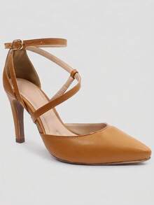 RE&TON Women's Pointed Toe Pump With 9cm Heel And Comfort Insole SC2 - Rỉ Nâu - Xem 4