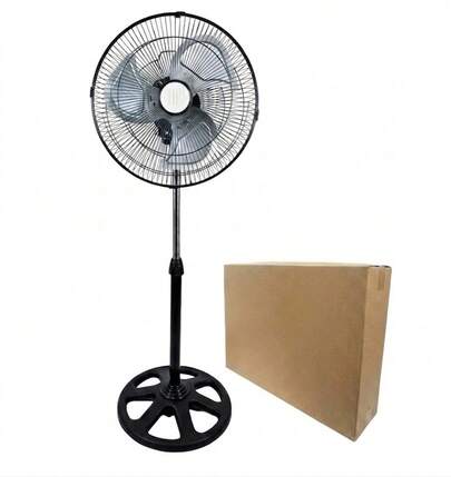 Ventilador de Pedestal Metálico 12" Abanico Silencioso 65W Alto Flujo de Aire con Altura Ajustable y 3 Velocidades, Refrescante y Elegante para Hogar u Oficina, Diseño Insdustrial