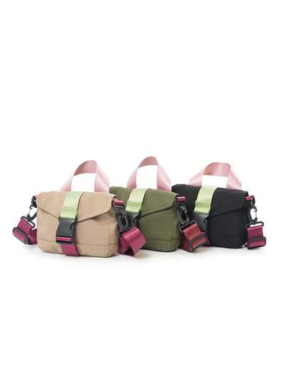 1pc Contrast Color Snap Closure Crossbody Bag, Zipper Closure Lightweight Casual Shoulder Bag, Teenage Small Square Bag, Outdoor Phone Pouch, Suitable For Daily Use