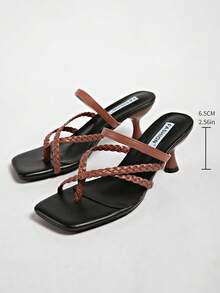 5cm New Colorblock Minimalist Wedge Thong Sandals, Women's Open Toe High Heels For Summer 2025,Kitten Heels,Flip Flops - Brown - View 8