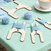 4pcs Wooden Pom Pom Maker Tool Set, 4 Different Sizes Wooden Flower Ball Maker Tools For DIY Crafting Pompoms, Suitable For Handmade Textile And Crochet Pom Pom Making - A - View 9