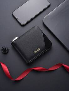 SHABILI Ví nam ngắn kiểu retro mới, ví gập siêu mỏng, ví đựng thẻ đa năng, ví da thời trang dành cho thanh thiếu niên và học sinh. - màu đen - Xem 11