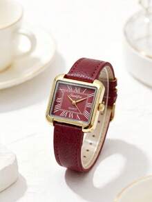 1枚女士优雅复古石英表，小巧方形表盘，高品质合金表壳，奢华精致，简约时尚，适合日常通勤和办公，完美搭配现代休闲装，是外出、工作、通勤、派对和婚礼的理想之选，也是送给妻子、姐妹、女友、家人和朋友的完美礼物，适合生日、周年纪念日和其他特殊场合，精致的腕表配饰。 - 紅色 - 查看 1