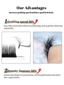 Winky Beauty Mi giả 12 hàng 3D mềm mại, hai lớp, màu hoa trà, độ dày 0.07mm, độ cong C D, mỏng nhẹ, tự nhiên, nhiều lớp, tự động tạo chùm mi, mi nối, mi giả. - Xem 5