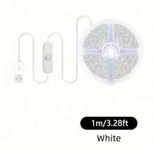 [10م/5م/3 أمتار/2م/1م] شريط إضاءة LED مرن، يعمل بالطاقة عبر USB، مفتاح مدمج، مقاوم للماء، ذاتي اللصق، تصميم قابل للقطع، مناسب للخزائن والجدران والممرات والمطبخ وإضاءة المنزل الداخلية DIY - أبيض - مشاهدة 30