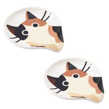 2 piezas de 10cm Lindo soporte para cucharas con forma de gato de cerámica, mini soporte adorable de porcelana para cucharas de café, pequeña bandeja para cucharas de té, adecuado para accesorios de barra de café y decoración de cafetería - Ver 14