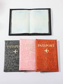 4件套豹纹多功能旅行护照夹、护照套、信用卡钱包、身份证件收纳包 - 彩色 - 查看 2