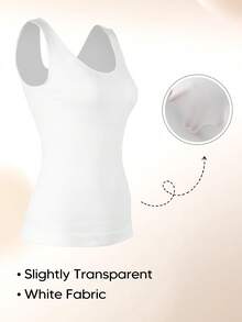 Women's Autumn Crew Neck Seamless Shapewear Camisole Casual White Summer - White - View 6
