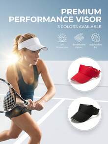 1pc Premium Sports Sun Visor Hat, Breathable Sun Protection Cap, Adjustable Design, 3 Color Options, Suitable For Tennis, Golf, Running, Outdoor Activities - Multicolor - View 2