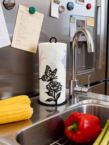 1pc Butterfly & Flower Inspired Kitchen Paper Towel Holder, Combining Elegant Design And Functionality, A Fashionable Accent For Any Kitchen - Multicolor - View 7