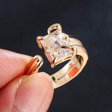 1Pc Vintage Elegant Adjustable Ring For Women, Wedding Engagement Ring Jewelry, Suitable For Parties And Daily Wear, Perfect Jewelry Gift - Gold - View 10