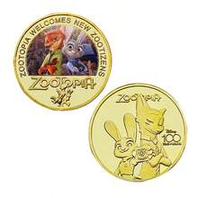 Disney Zootopia Cartoon Animal-Themed Gold-Plated Commemorative Coins, Color-Printed Embossed Metal Collectible Medals, Exquisite Hobby Souvenirs And Desktop Display Accessories, Leisure Collectibles, Suitable For Holiday Gifts, Parties And Zootopia Enthusiasts. - A - View 4